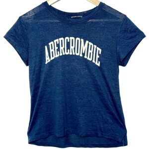Abercrombie & Fitch Blue White Logo Vintage Crewneck Short Sleeve Shirt Size S